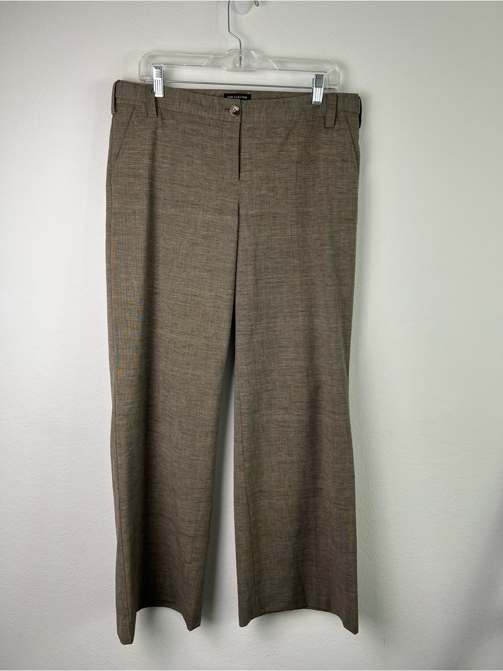 The Limited Drew Fit Brown Straight Leg Linen Blend Trousers